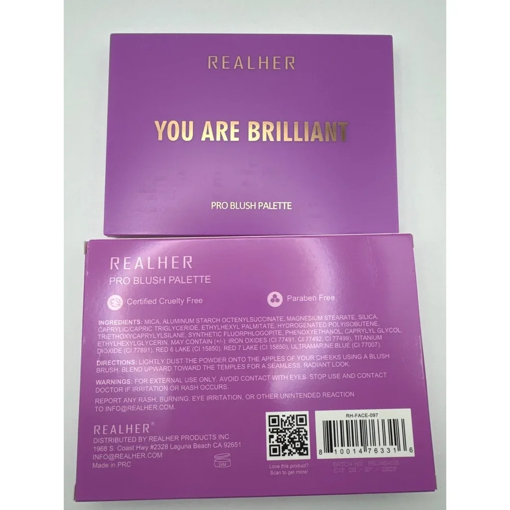 REALHER You Are‎ Brilliant Pro Blush Palette 6 Shades Palette BNIB
